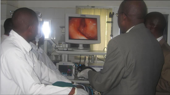 Endoscopic training session at the National Hospital Abuja, Nigeria, 2011