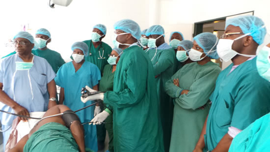 Dr. Tanimu performed upper endoscopy procedures while training doctors on staff at the National Hospital Abuja. He demonstrated proper techniques and the latest treatments.