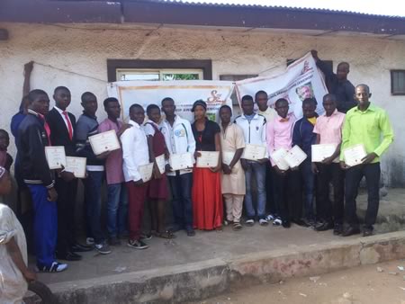 A cross section 2015 Tanimu foundation awardees comprising 100 level students and secondary school graduates performed at the community level. 
