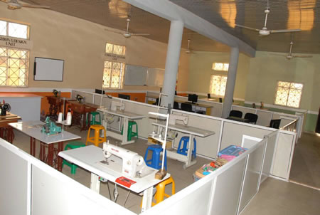 training area with new sewing machines